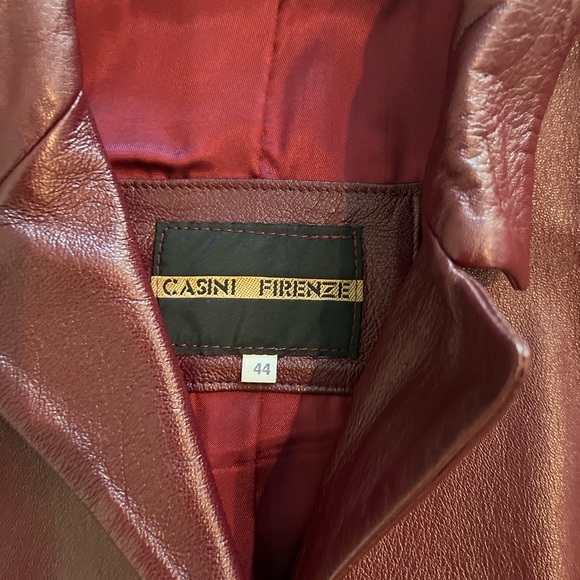 Casini Firenze Maroon Leather Jacket - Picture 2 of 3